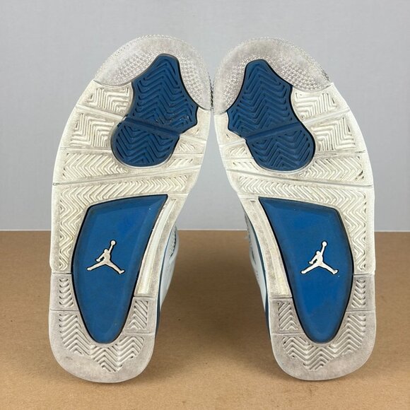 Jordan 4 Retro Military Blue Leather Athletic Sneakers Youth 4.5Y White Blue - Picture 7 of 9